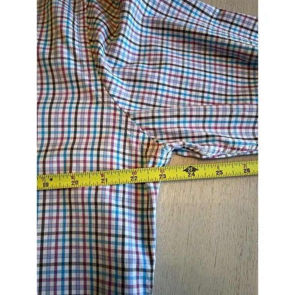 Peter Millar Pink Blue Plaid Summer Comfort Button Down‎ Shirt Size Medium - Picture 10 of 14